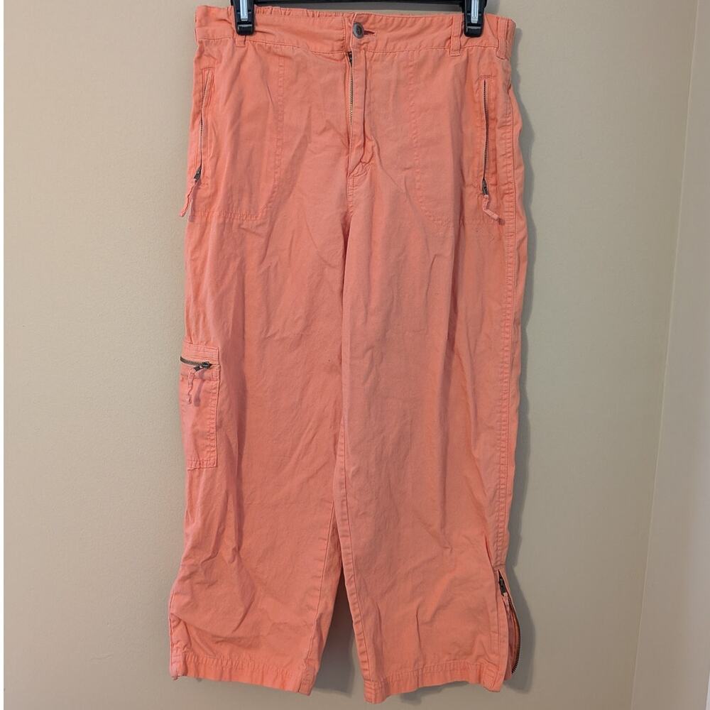 Dressbarn Orange Cargo Pants With Zipper Pockets